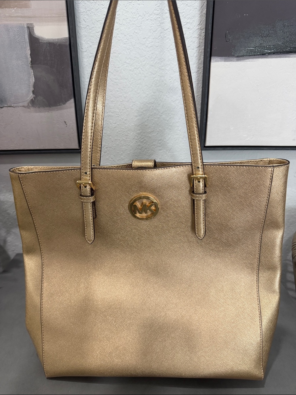 Michael Kors Metallic Gold Tote with MK Logo